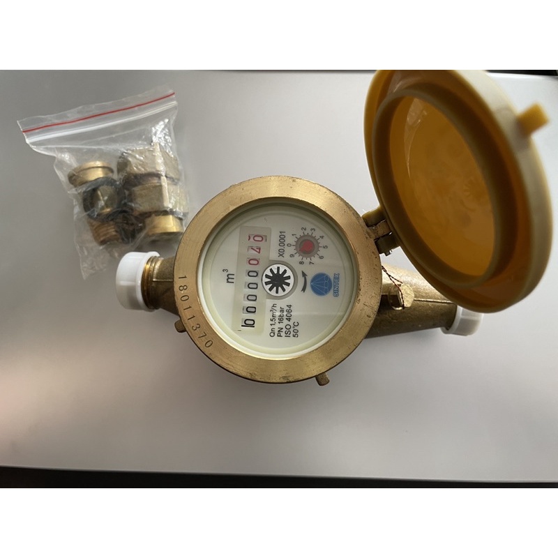 SINTEX Water Meter Authentic /Brass Metal Water Submeter with Coupling 1/2" 15mm Sub meter