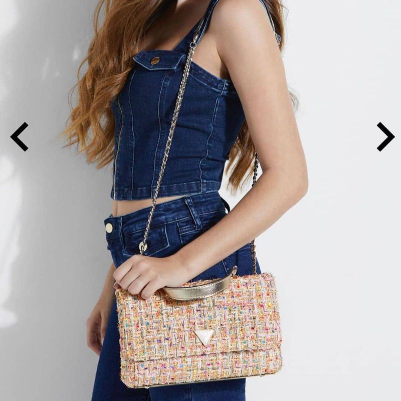 Guess Ryan Cessily Tweed Leather Shoulder Bag Sling Bag Import Shopee Philippines
