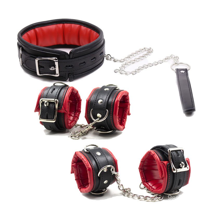 Soft Sponge Sex Handcuffs Ankle Cuffs Bondage With Chain Collar Restraints Sex Toys For Couple