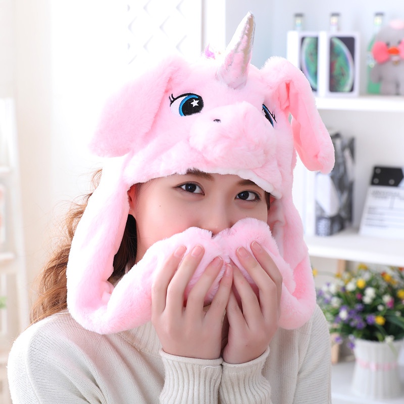 Fashion Moving Hat Rabbit Ears Plush Sweet Cute Airbag Cap can be ...