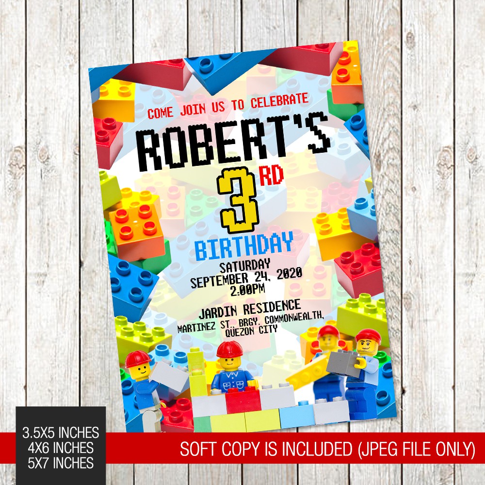 Lego Themed Printed Birthday Invitation 103 Shopee Philippines   A180fa302878d9b1d72ca1f25c13595f