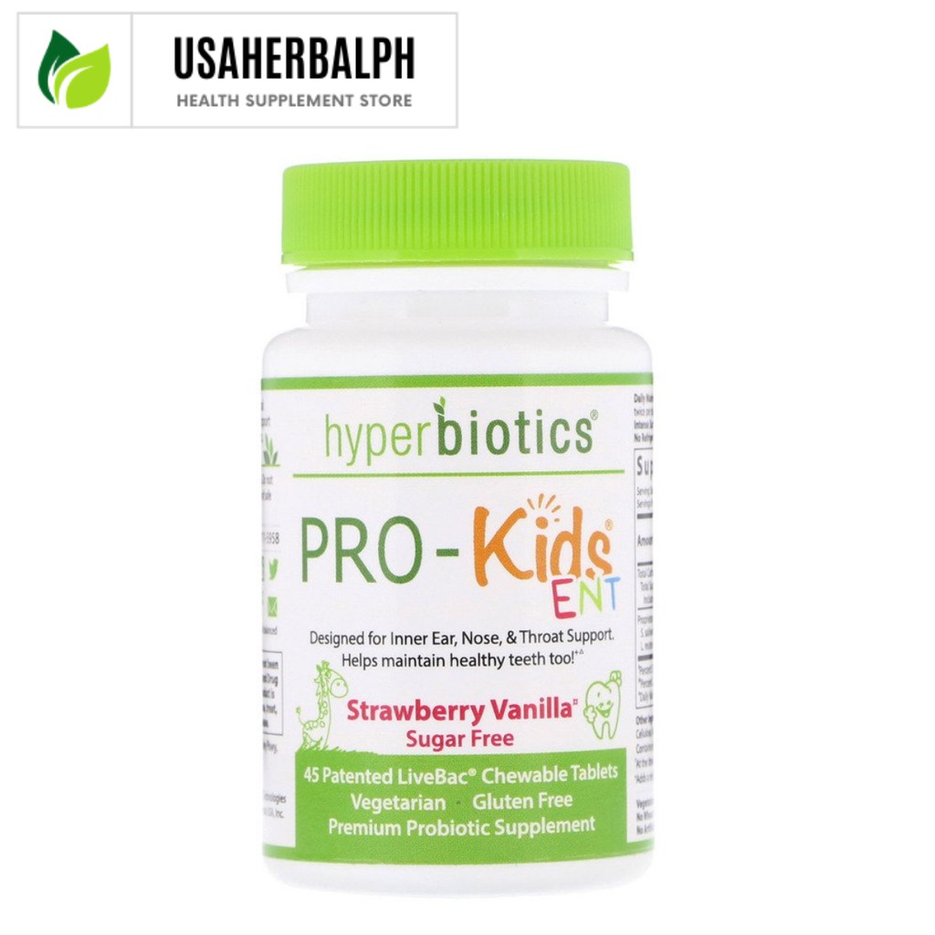 Hyperbiotics, PRO-Kids ENT, Strawberry Vanilla, Sugar Free, 45 Patented ...