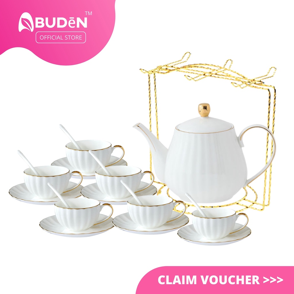 Classic White Teapot Set White Tea Cup Set 900ml Teapot White Cup