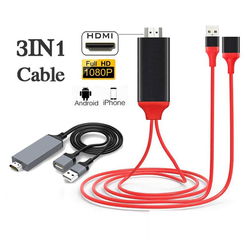 1M phone to TV Universal cable 1080P HDMI Mirroring Adapter For i/Phone ...