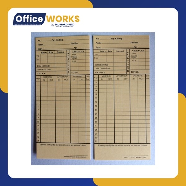 Time Card for attendance 100's per pack | Shopee Philippines