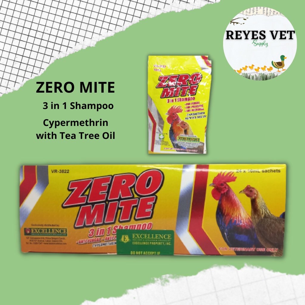 [VET SUPPORT II] 24 SACHET ZERO MITE 10mL FOR GAMEFOWL/ Shampoo Panligo