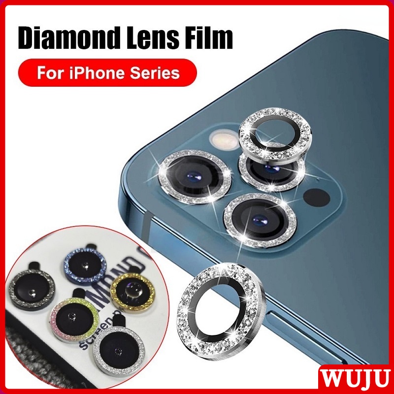 Wuju Bling Diamond Camera Lens Protector Compatible For Iphone 11 12 13 14 15 Pro Max Plus Metal 0016