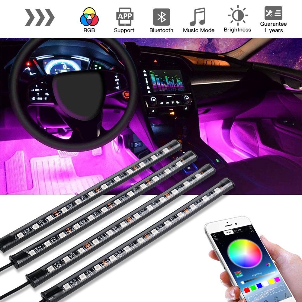 72 LED Vehicle RGB Interior Atmosphere Strip Light Decorative Foot Lamp ...