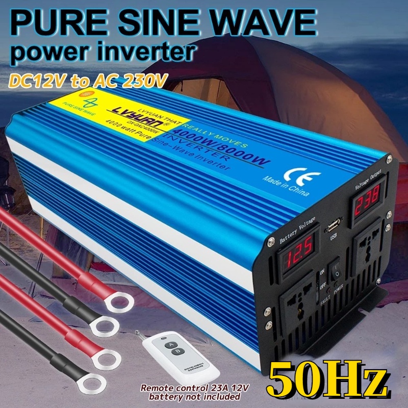 Pure Sine Wave Inverter DC 12V/24V to AC 220V 230V Voltage Converter