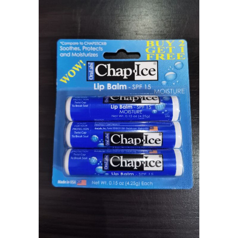 CHAP°ICE LIP BALM MOISTURE, SPF15, 4.25G. PURCHASED IN CALIFORNIA USA ...