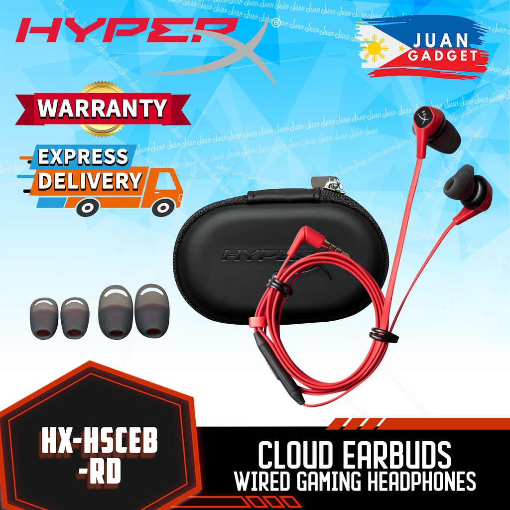 HyperX HXHSCEBRD Cloud Earbuds, Gaming Headphones with Mic for