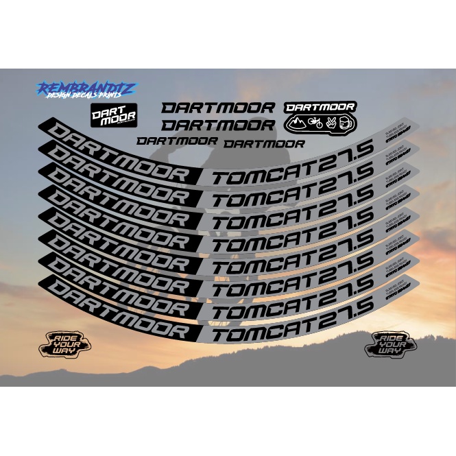 MTB rim decals set of 8 - Dartmoor Tomcat 27.5 and 29er printed decals ...