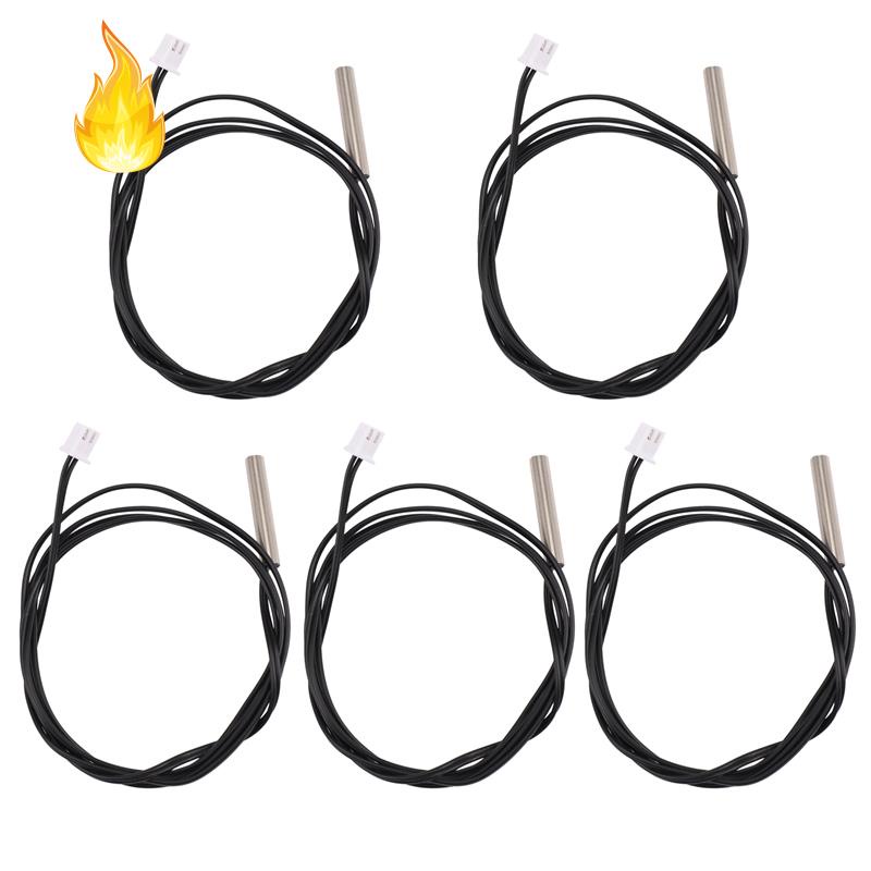 10Pcs 1 Meter Waterproof Temperature Sensor Probe, Stainless Steel 10K