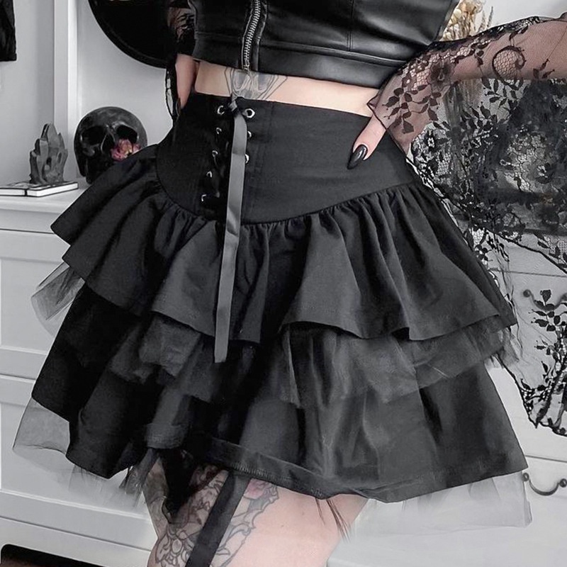 Black short goth skirt best sale