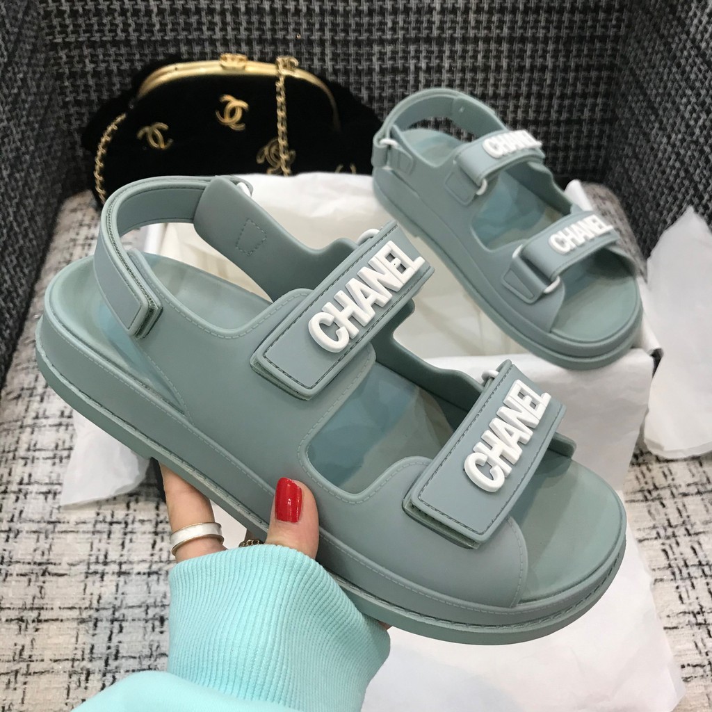 Chanel green online sandals