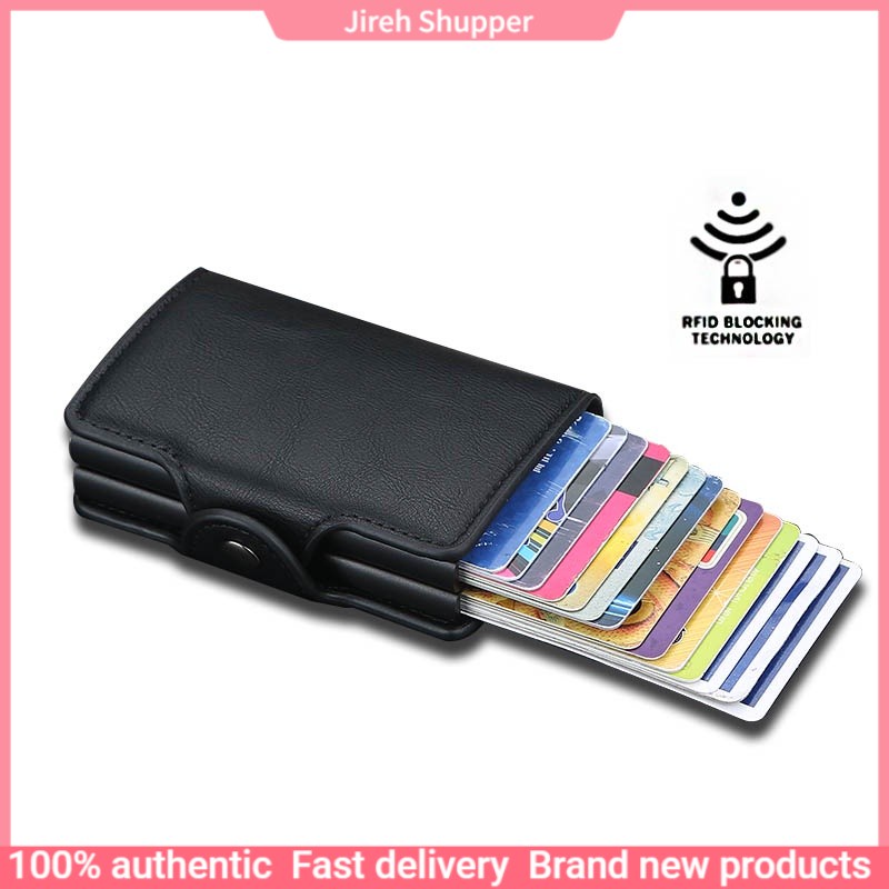 Men's Leather Wallet Anti Demagnetization Aluminum Alloy Card Holder ...