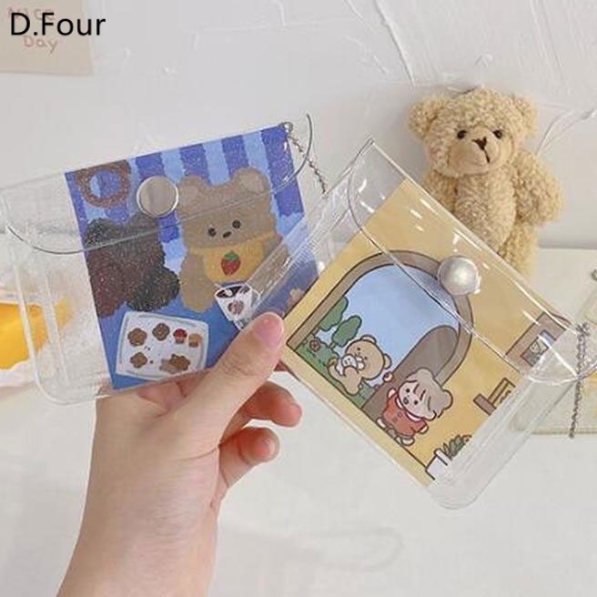 PVC Transparent Card Holder Student Portable Card Cover Coin Purse Bus ...