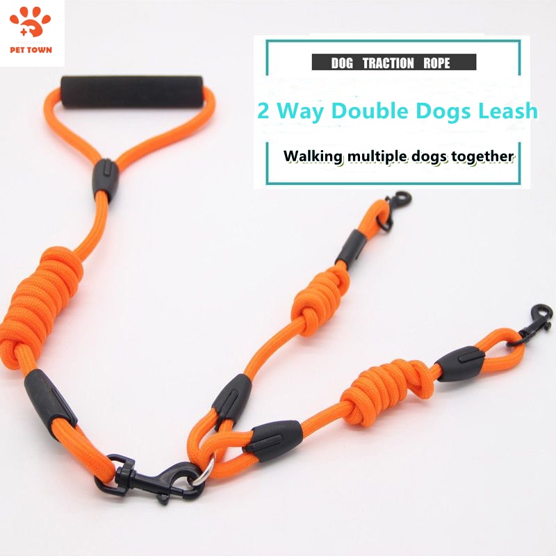Petown Double Leads Dog Outdoor Walking Rope Multiple Color No Tangle 2 ...