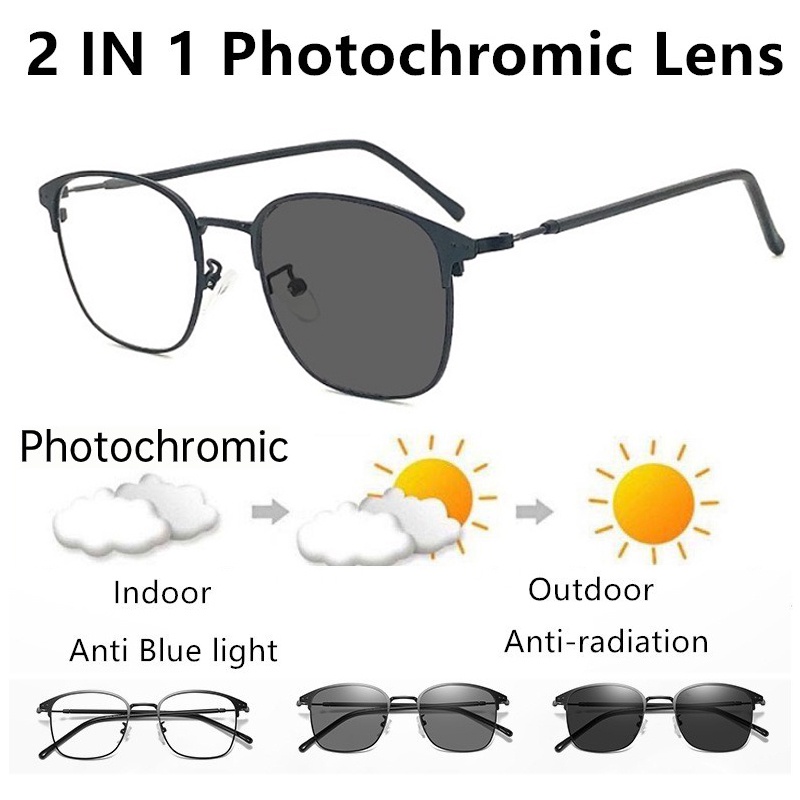 Photochromic Glasses Anti Radiation Metal Anti Blue Light Eyeglass For ...