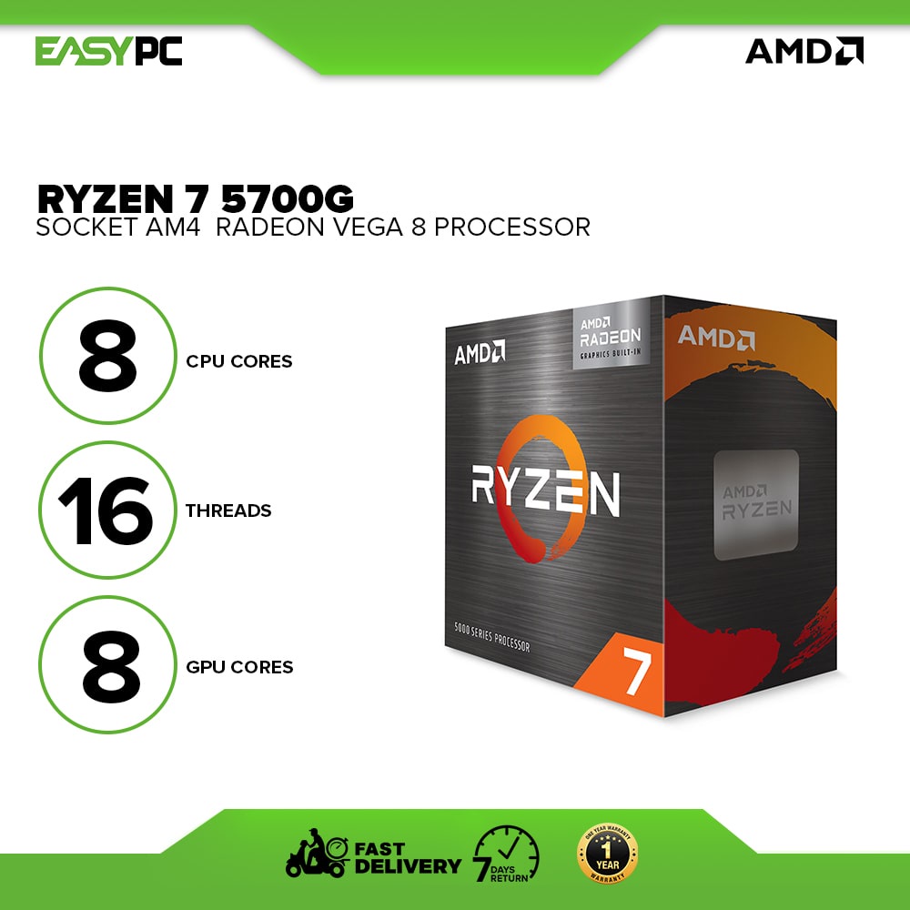 AMD Ryzen 7 5700G Socket Am4 3.8GHz with Radeon Vega 8 Processor