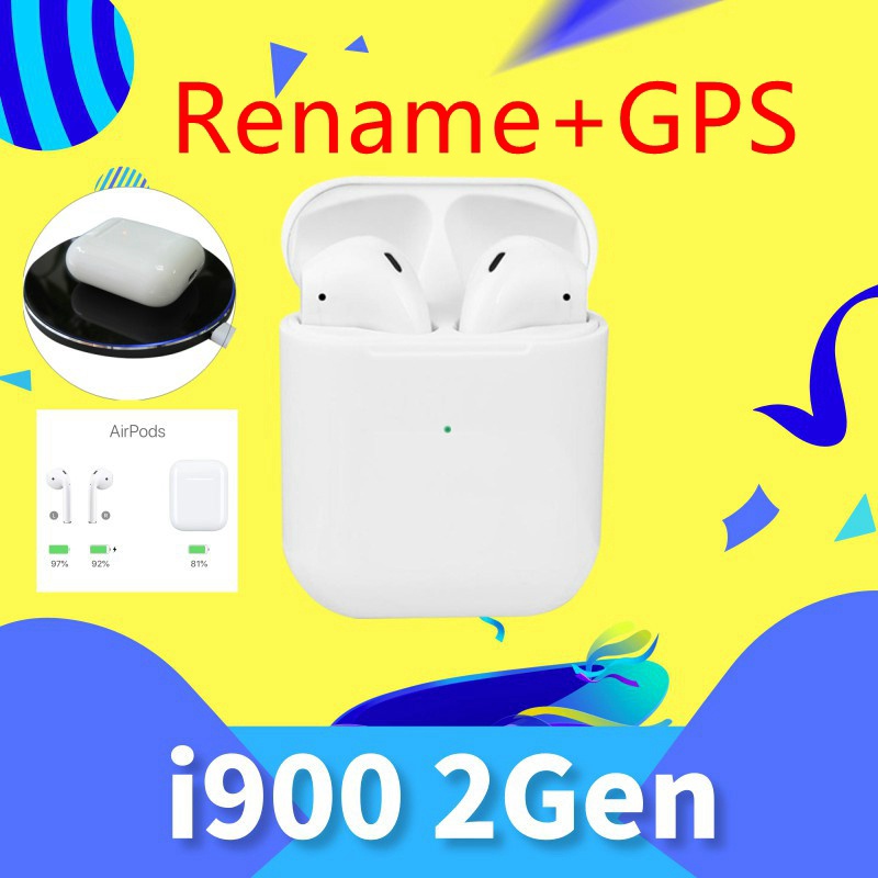 New Rname GPS i900 TWS AirPods 2 Gen 1 1 Size Wireless charging