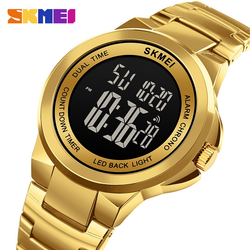 Skmei 1712 Watch for Men Luxury Stainless Steel Digital Watches Chrono