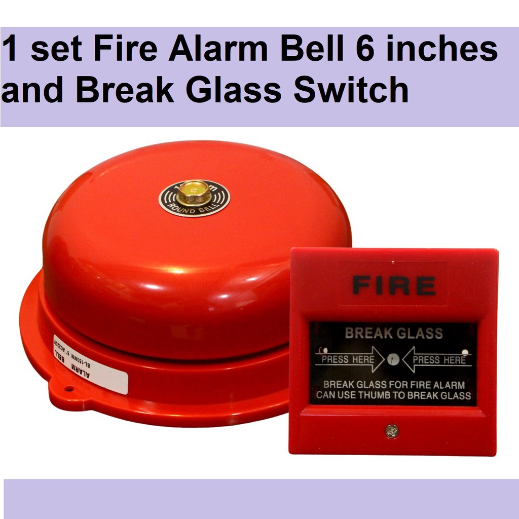 Fire Alarm System Set Fire Alarm Bell 6 inches diameter 220v with Break ...