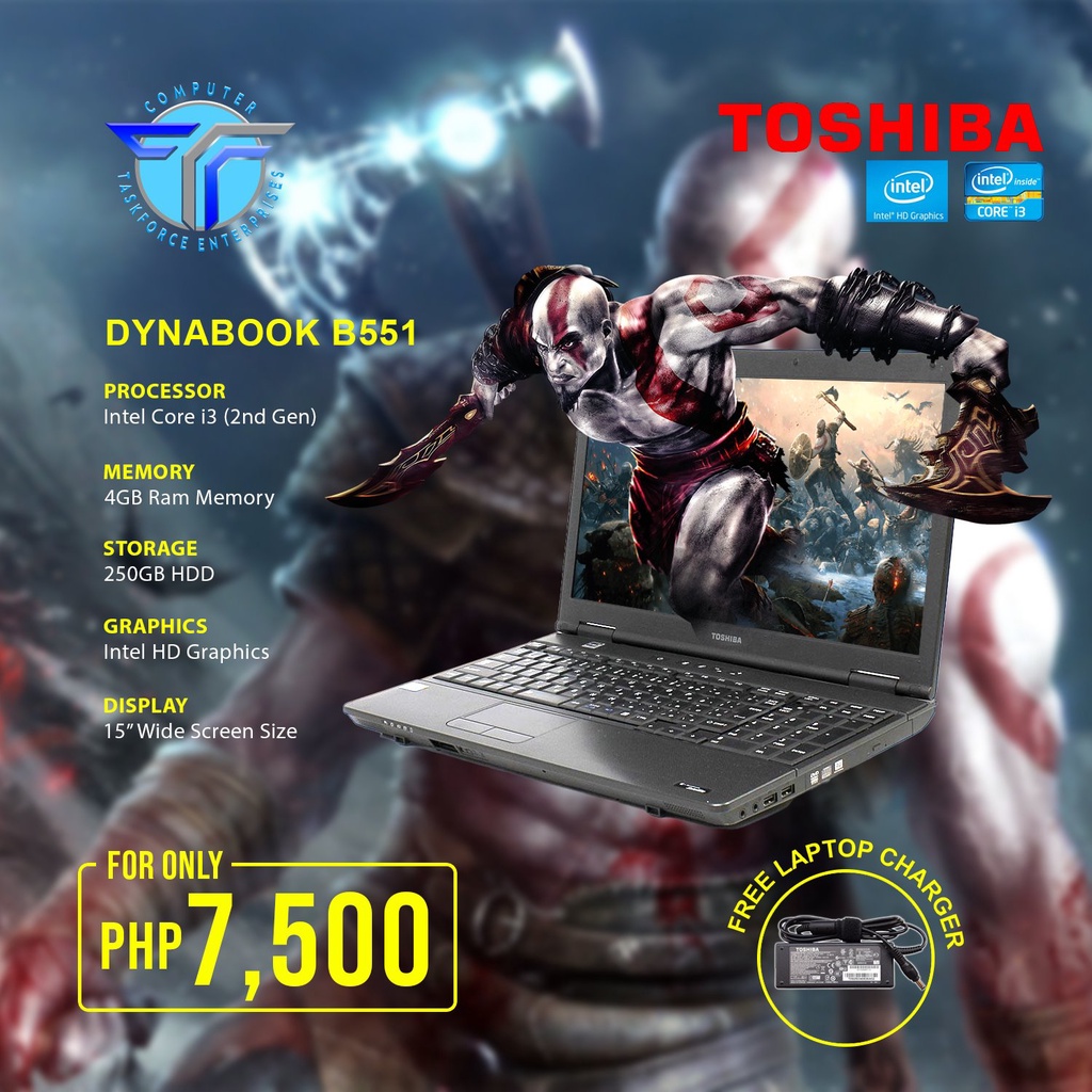 TOSHIBA LAPTOP | INTEL CORE i3 2ND GEN 4GB RAM 250GB HDD | 15