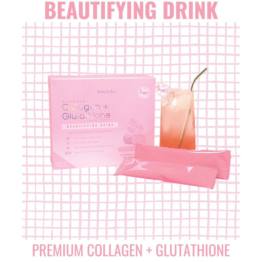 Beauty U Premium Collagen Glutathione Beautifying Drink Whitening With Vitamin C And Zinc Pcs