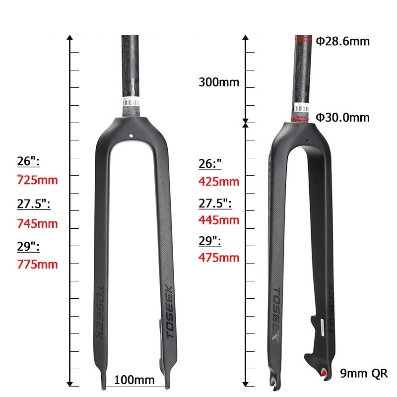 TOSEEK Matte 3K Carbon Fiber Mountain Bike Fork 1 1 8 Rigid Disc Brake MTB Bicycle Forks 26 27.5 29er Straight Tapered Tube 28.6mm