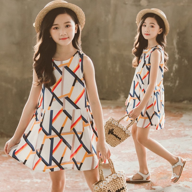 Dress kids 4 6 yrs old Pambahay Casual Sweet Girls Dress Sleeveless Elegant Dress Infant Dress Baby Shopee Philippines