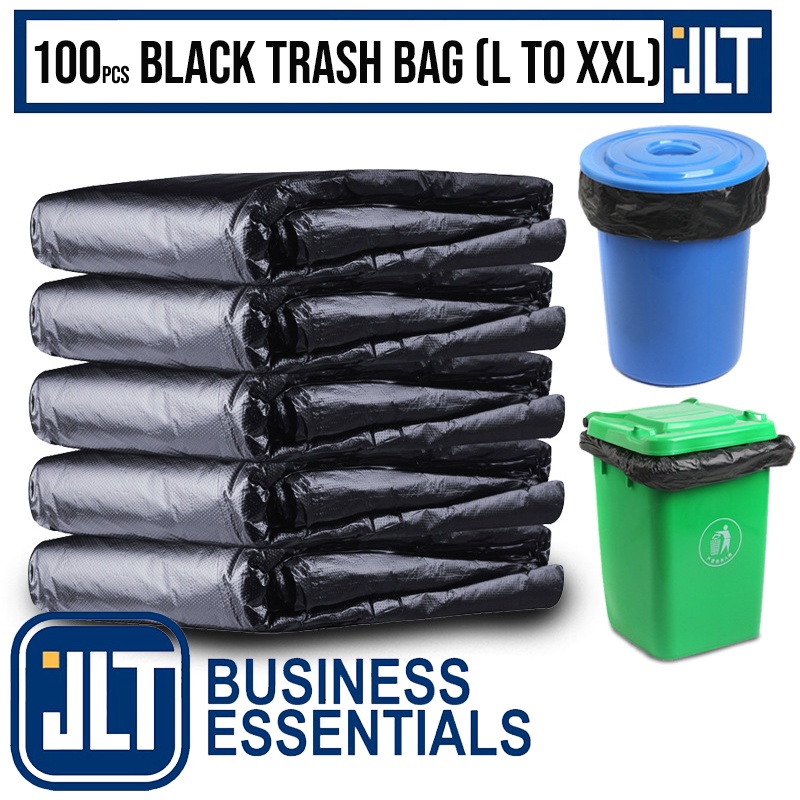 JLT 100 Pcs Black Trash Garbage Plastic Bag (Sizes: Large