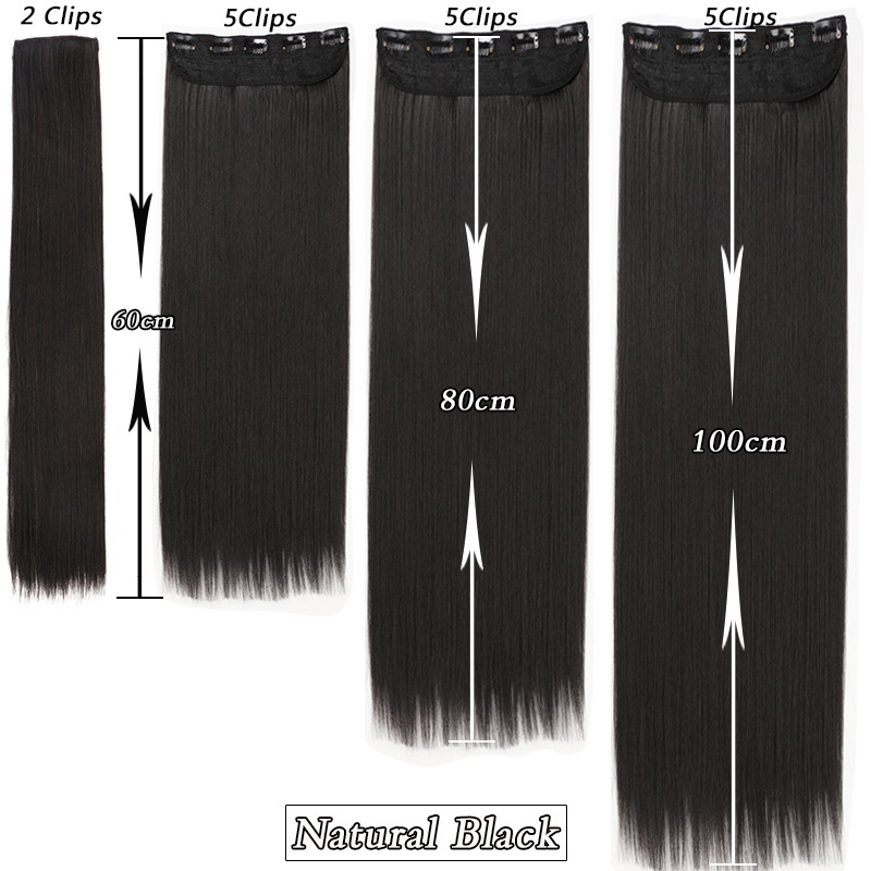 40inch Super Long Straight Hairpiece Invisible Natural Synthetic 5 Clip ...