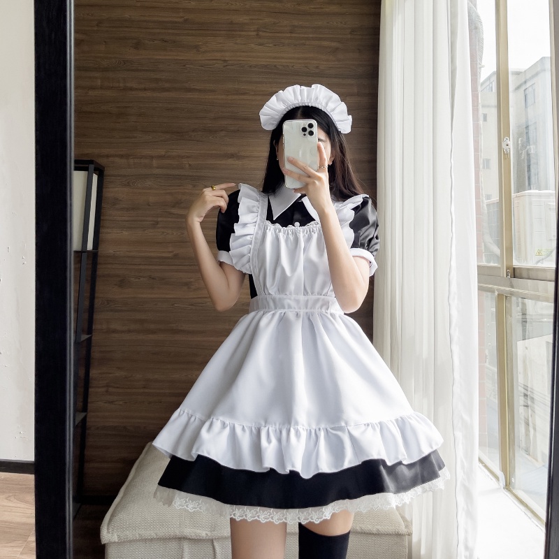 Women Cute Maid Dress Maid Outfit Apron Dress Cross Dressing ...