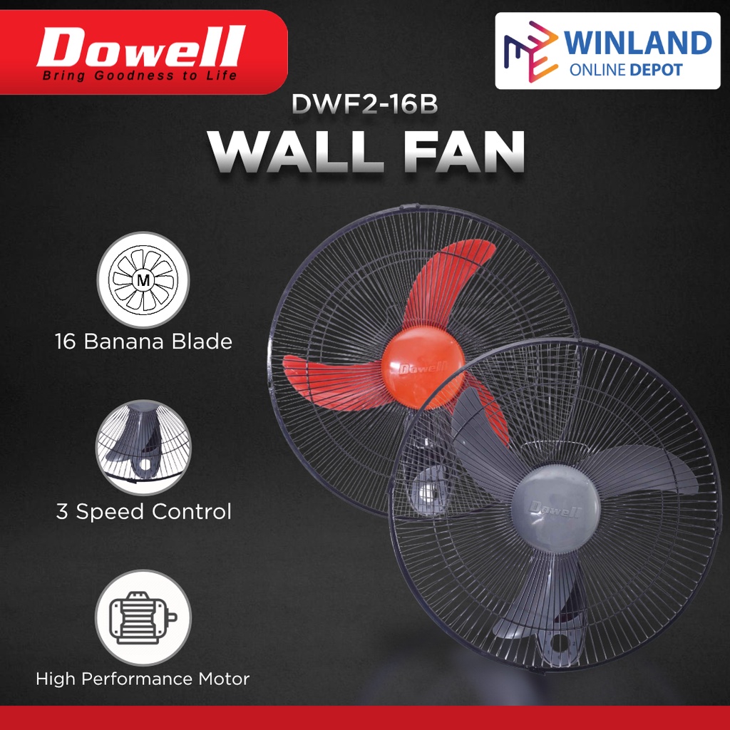 Dowell Original 16 inch Electric Wall Fan with 3 Speed Rotary and Pull