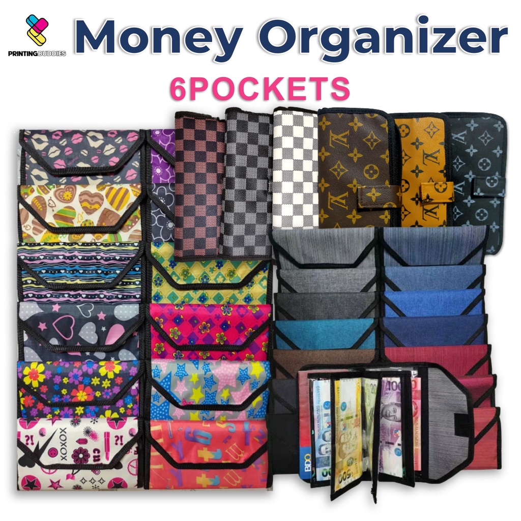 6-Slots Book-type Money Organizer Long Wallet with FREE Labeler ...