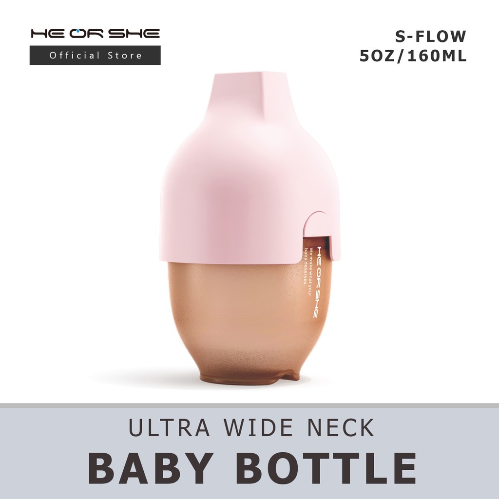 HEORSHE Ultra Wide Neck Baby Bottle Pink (5oz) | Shopee Philippines