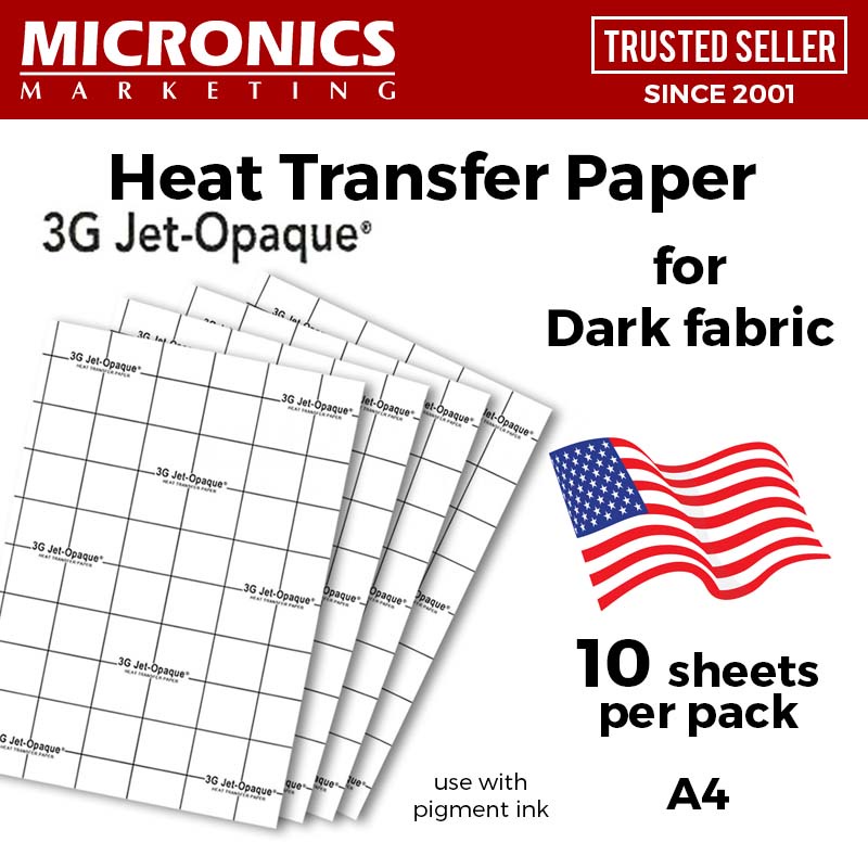 Heat Transfer Paper 3G Jet Opaque US Dark / Light Transfer 10 Sheets ...