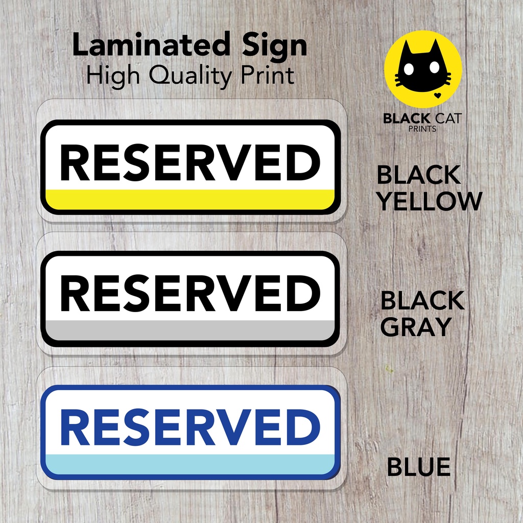 Reserved Sign | Laminated Signage | Sign Board | Shopee Philippines