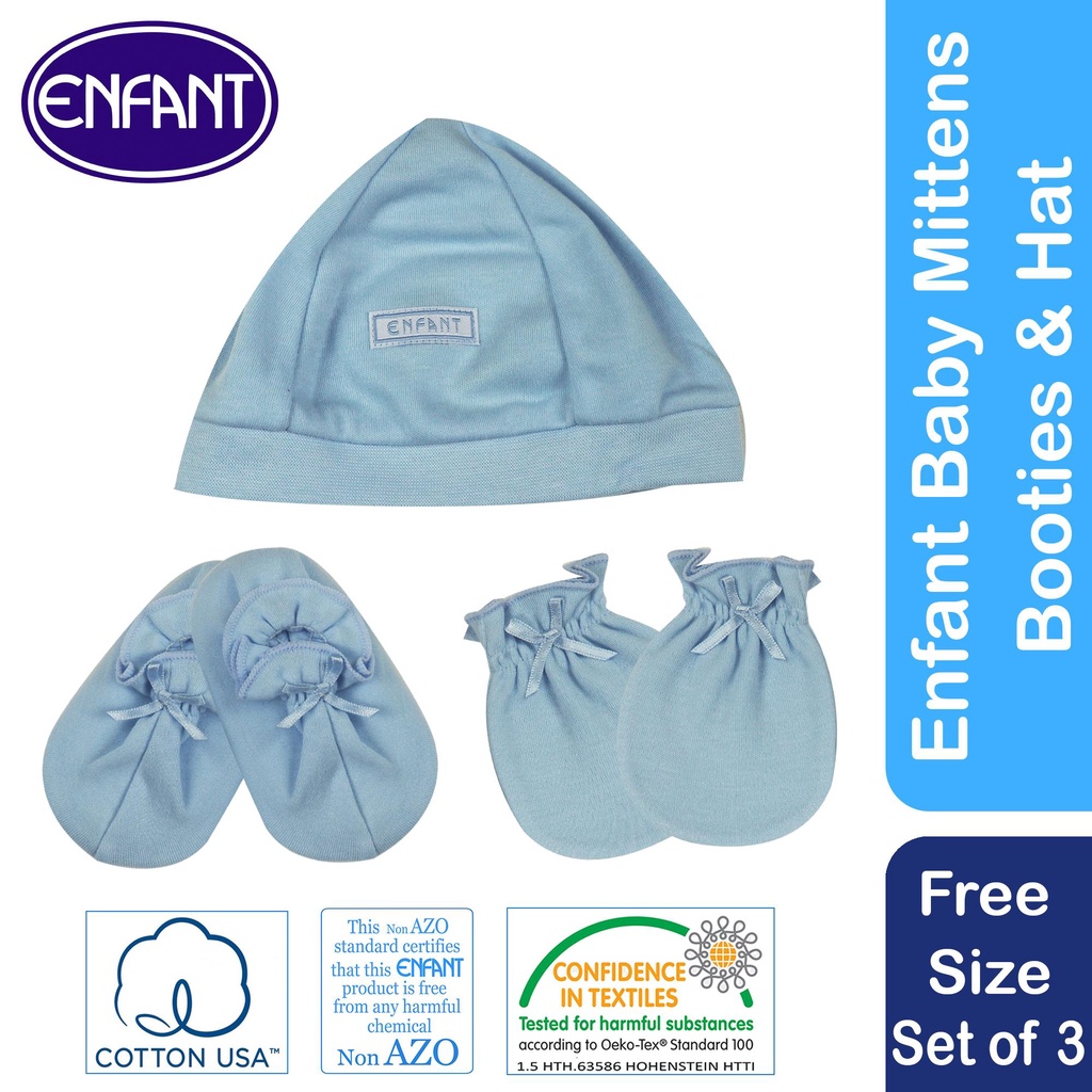 quickEnfant New born baby boy accessories set (mittens, booties, hat) Shopee Philippines
