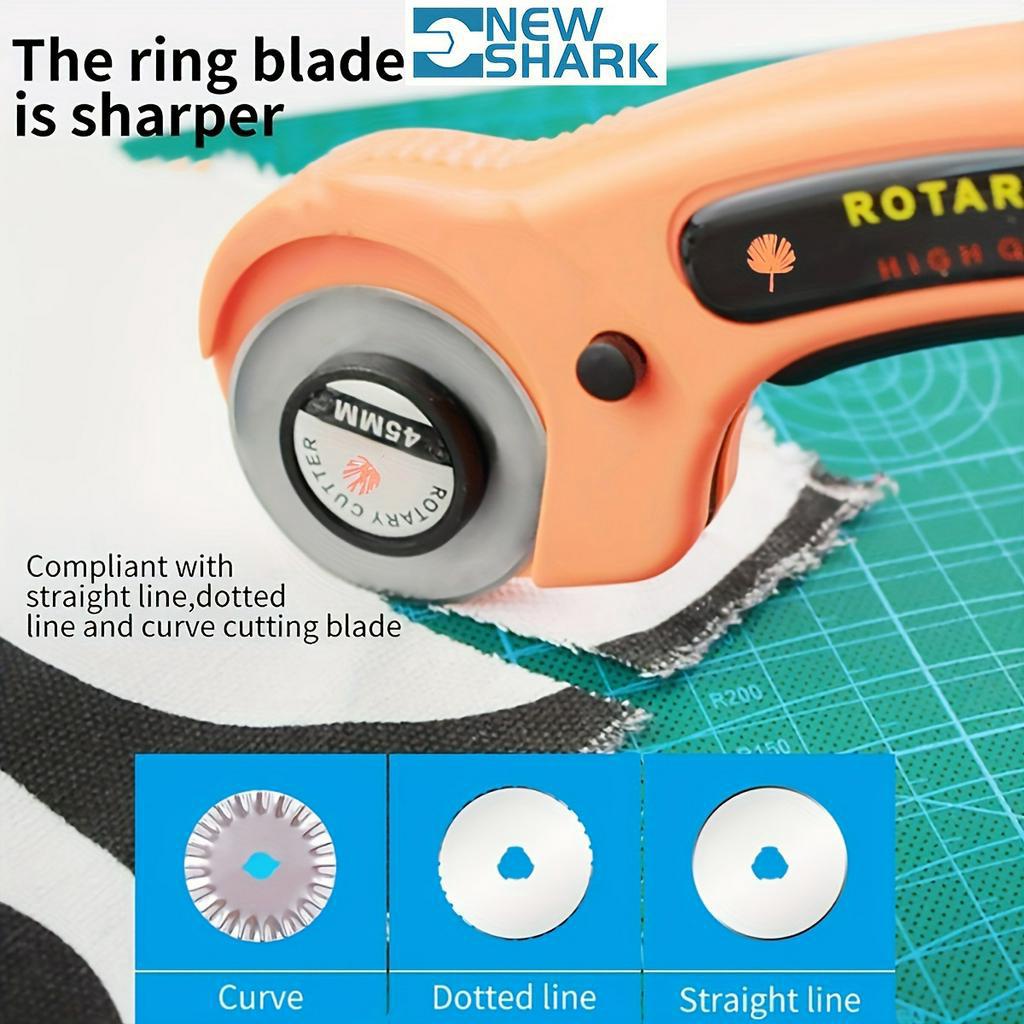 Rotary Cutter Set With 5 Blades - Ergonomic Handle, Safety Lock, For Fabric, Leather, & Paper