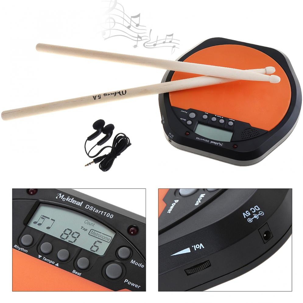 8 Inch Digital Electric Drum Pad Training Practice Metronome with Two