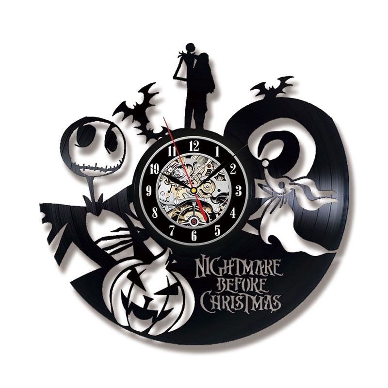 Nightmare Before Christmas Theme CD Record LED Clock 3D Classic Mute