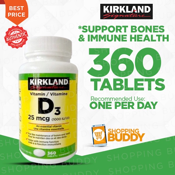 Kirkland Signature Vitamin D3 1000 IU 25 mcg 360 Tablets Shopee