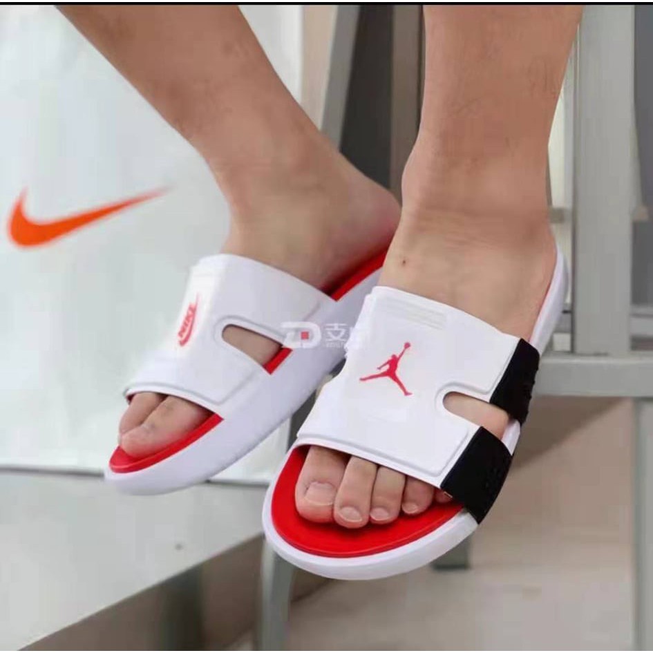 Ready Stock JORDAN HYDRO 8 OEM SLIDES PREMIUM QUALITY UA SOLAR SOFT SANDALS white red BREDS CHICA