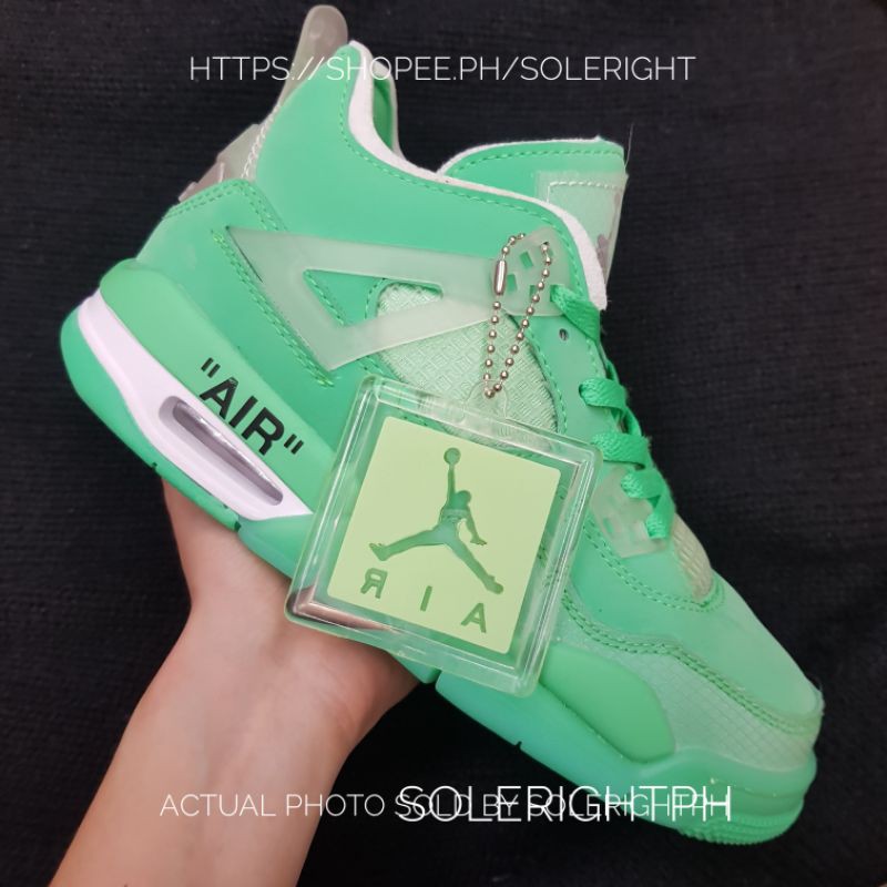 Off White x Air Jordan 4 Pastel Mint Green Women Sneakers Mid