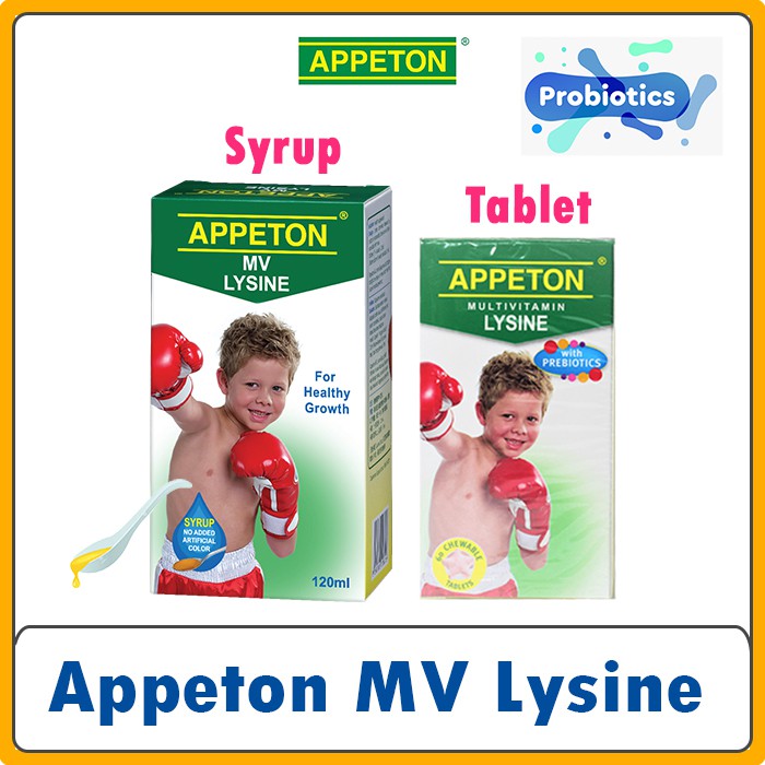 APPETON Multivitamin Lysine Sytup 120ML Tablet 60 Chewable Improve 