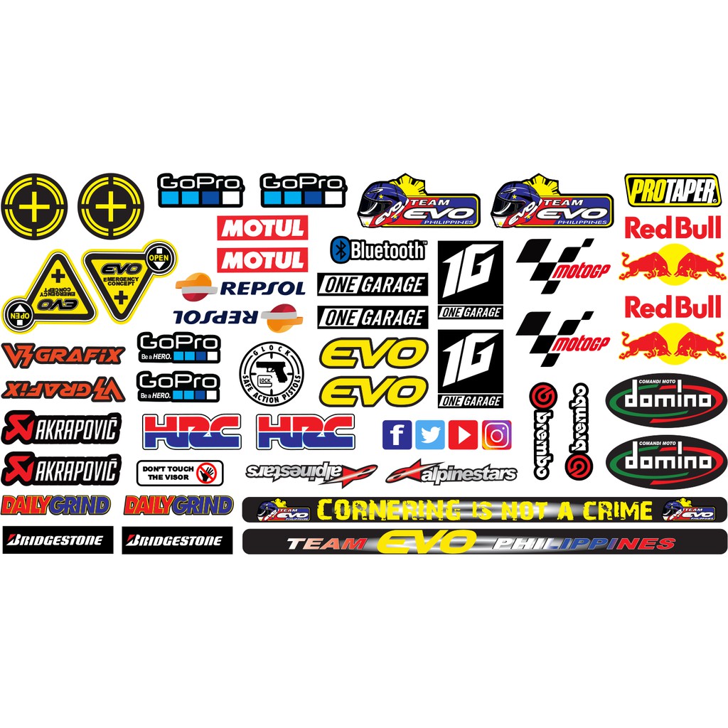 EVO HELMET VISOR STICKER DECAL SET WATERPROOF LAMINATED SCRATCHPROOF