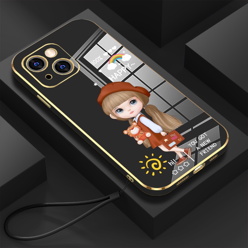 cute girl doll Casing for realme C21Y realme C25Y realme C35 realme C31  realme C21 realme C2 OPPO A1K case plating luxury happy tiger silicone
