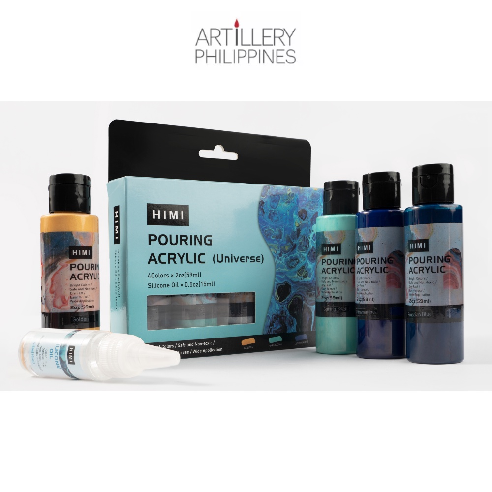 Miya Himi Pouring Acrylic Paint 4 Colors, 2oz with silicon oil Shopee